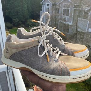 Timberland Mens Sneakers Athletic Tan Suede Leather Canvas Lace Up Shoes Sz. 9W
